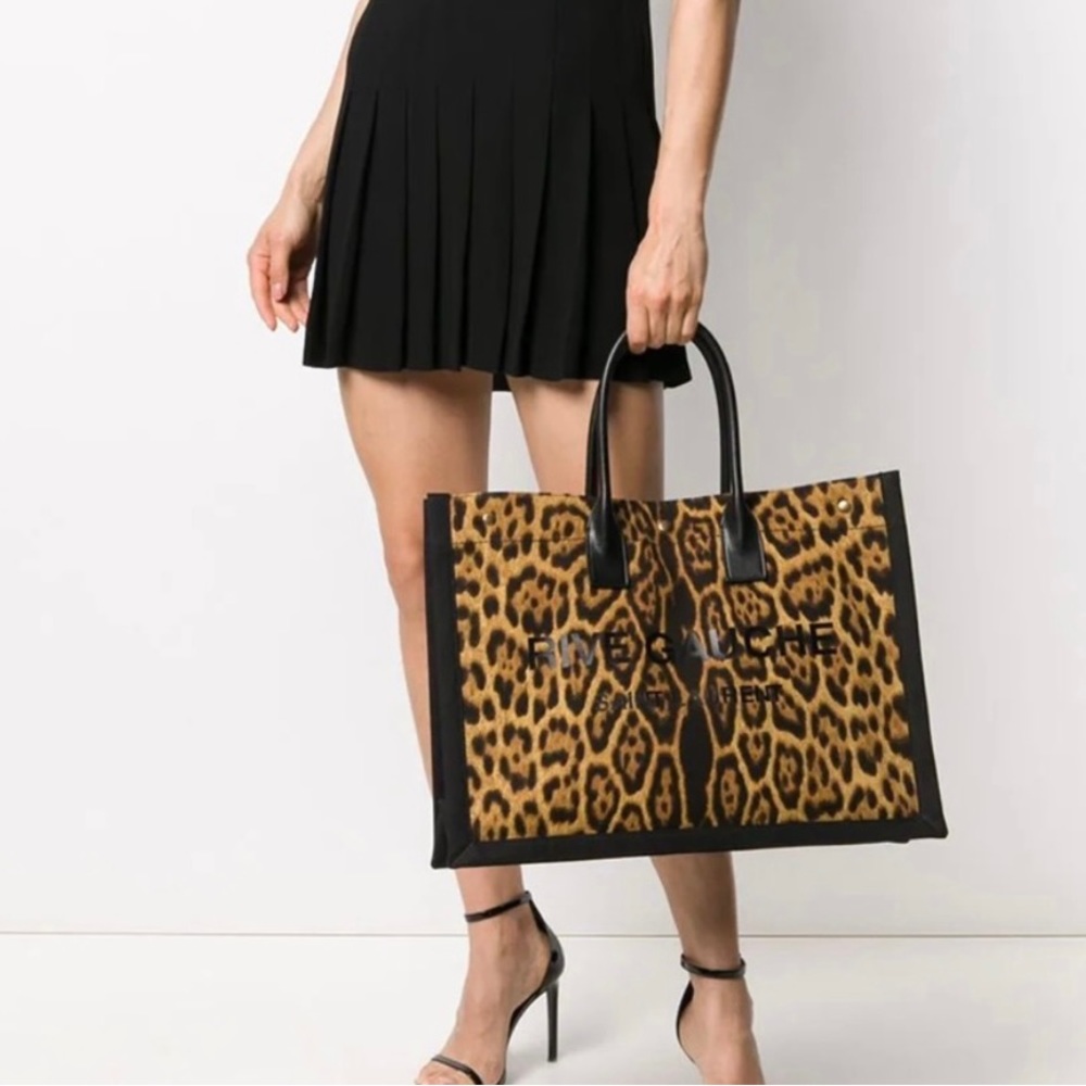 Saint Laurent YSL Leopard Rive Gauche Tote